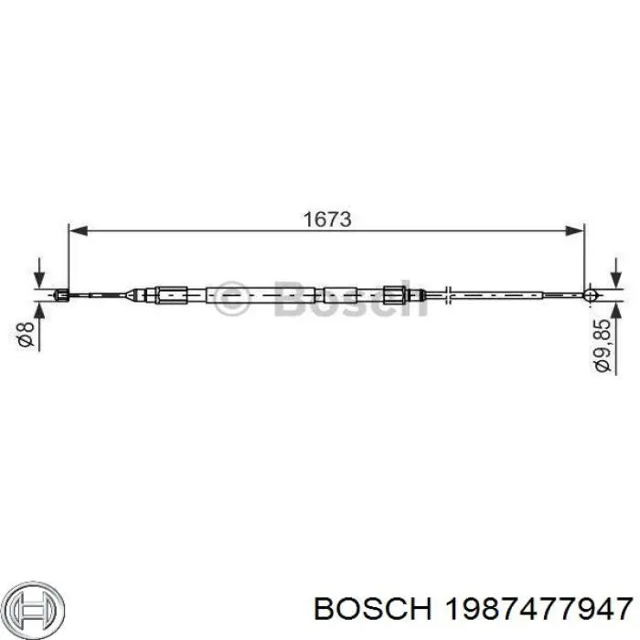 1 987 477 947 Bosch cable de freno de mano trasero derecho