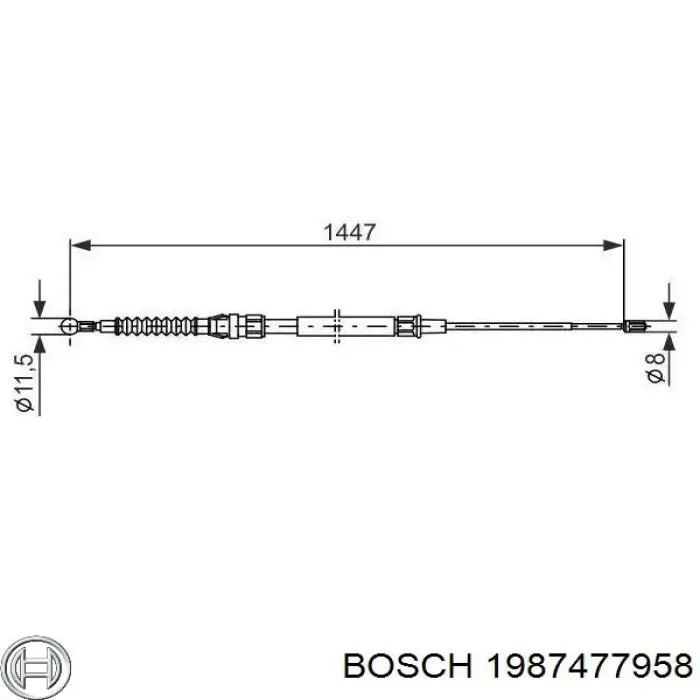 1987477958 Bosch cable de freno de mano trasero derecho/izquierdo