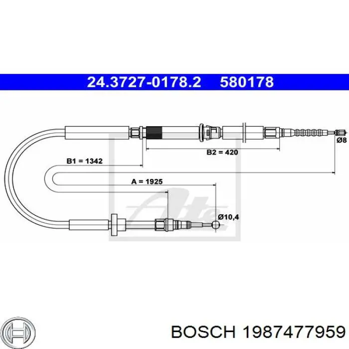 1987477959 Bosch cable de freno de mano trasero derecho/izquierdo