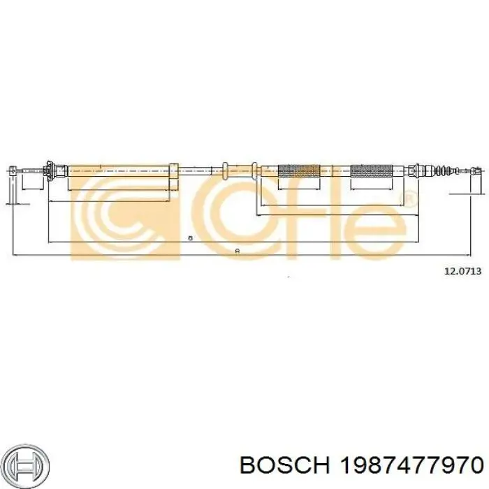 1987477970 Bosch cable de freno de mano trasero derecho