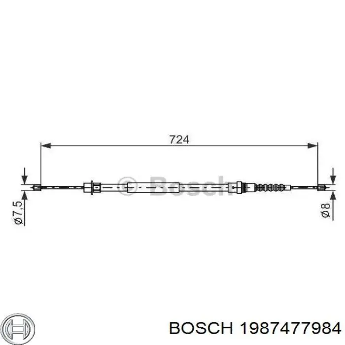 1987477984 Bosch cable de freno de mano delantero