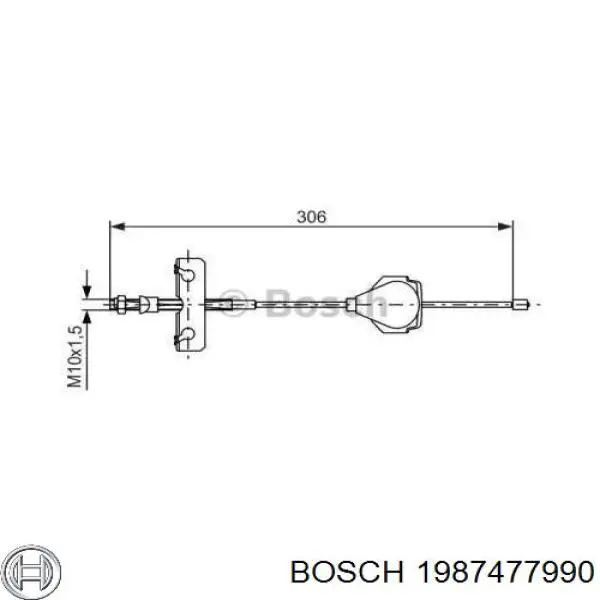 1987477990 Bosch Cable de freno de mano delantero 