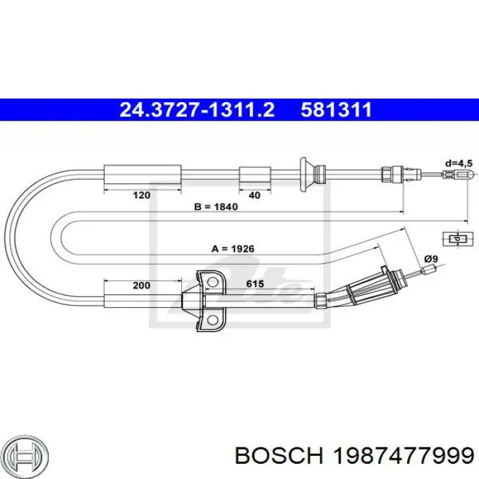 Cable de freno de mano trasero derecho/izquierdo 911267 SPJ