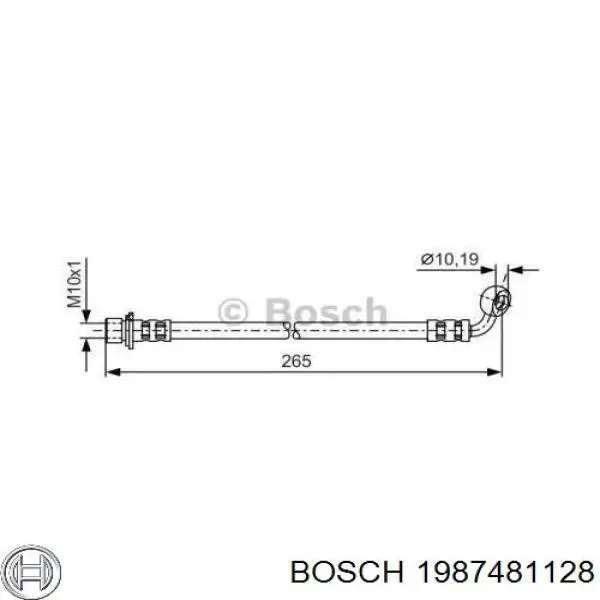 1 987 481 128 Bosch latiguillos de freno trasero derecho