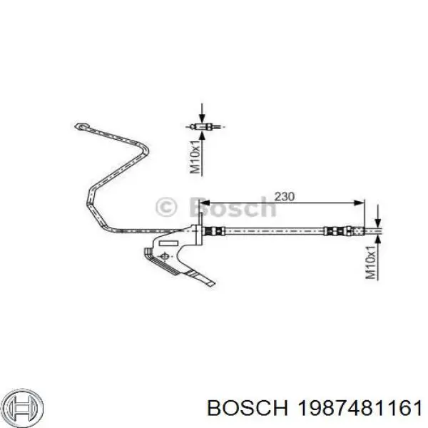 1 987 481 161 Bosch latiguillo de freno trasero izquierdo