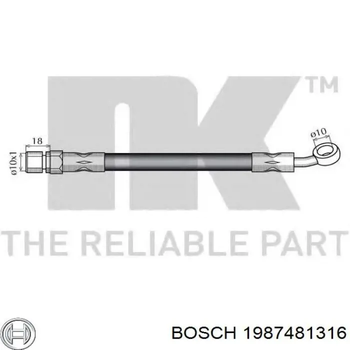 1987481316 Bosch tubo flexible de frenos trasero izquierdo