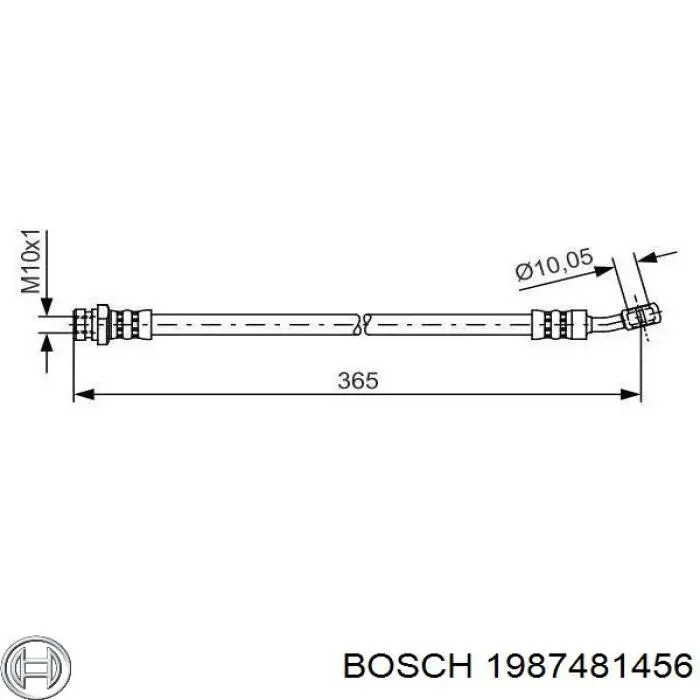 1987481456 Bosch tubo flexible de frenos trasero derecho