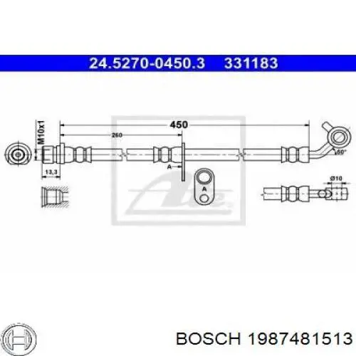 1987481513 Bosch latiguillo de freno trasero