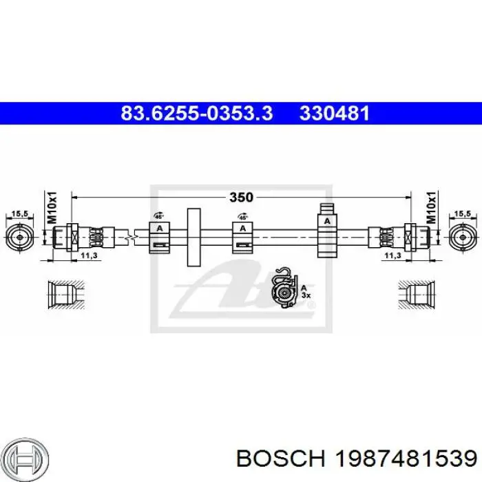 1987481539 Bosch latiguillos de freno delantero izquierdo