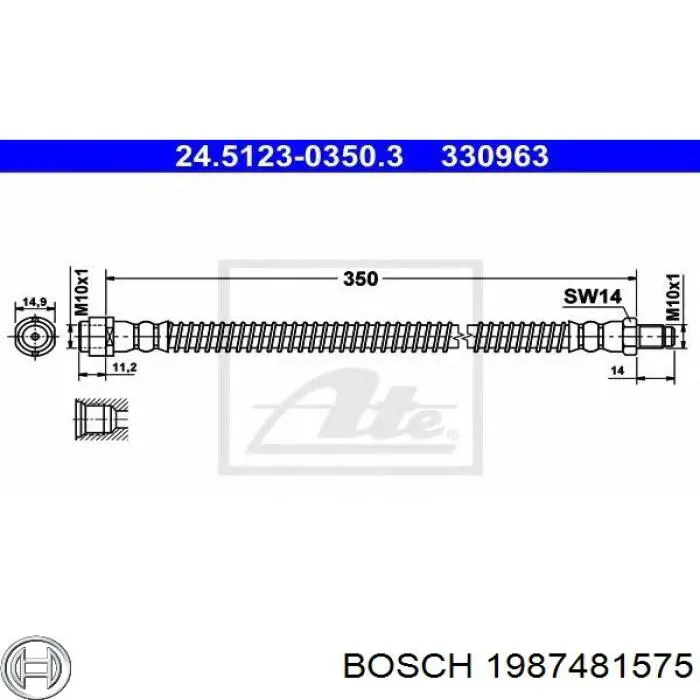 1 987 481 575 Bosch tubo flexible de frenos trasero