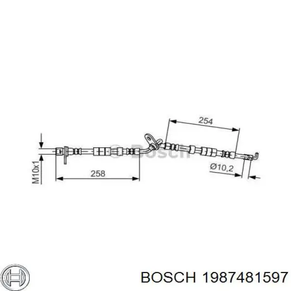 1 987 481 597 Bosch latiguillos de freno delantero derecho