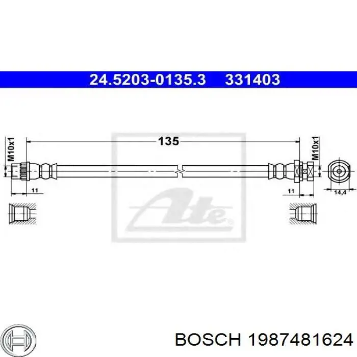 BBH7673 Borg&beck latiguillo de freno trasero izquierdo