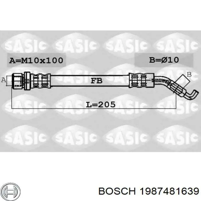 1987481639 Bosch tubo flexible de frenos trasero derecho