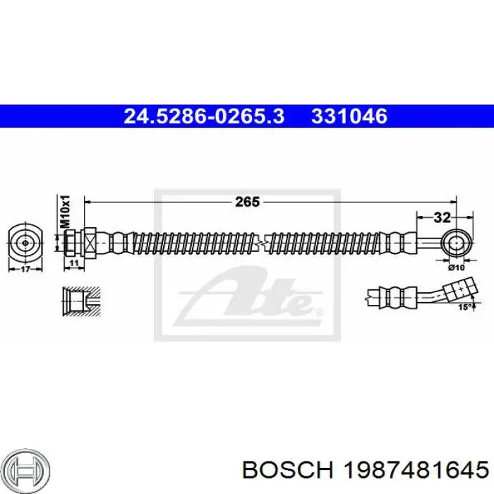 1987481645 Bosch latiguillo de freno delantero