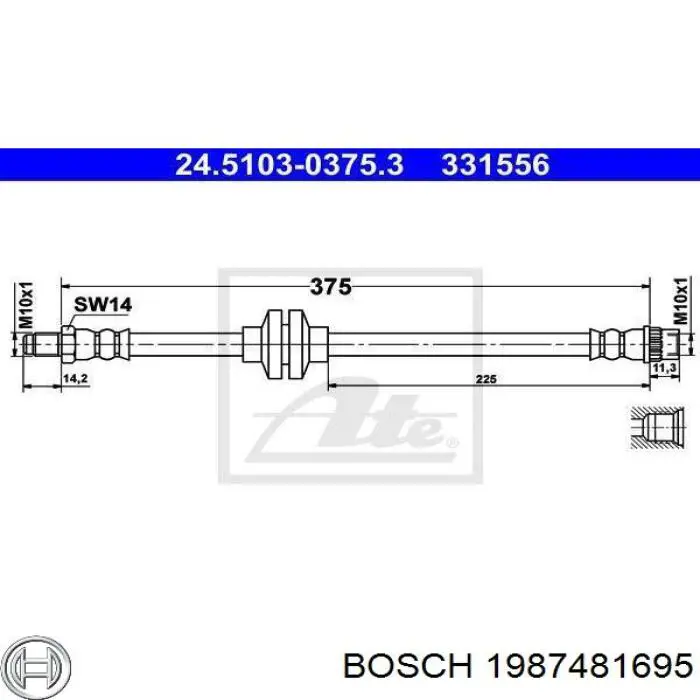 Latiguillo de freno delantero Renault Master 3 FV, JV