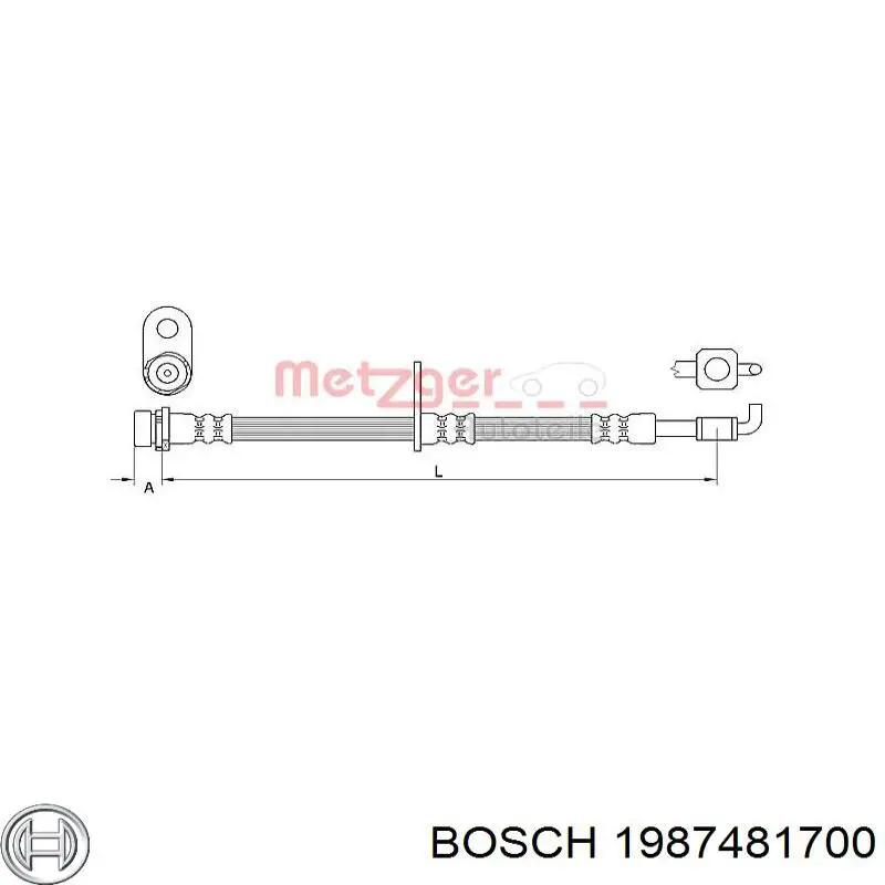1987481700 Bosch latiguillos de freno delantero derecho