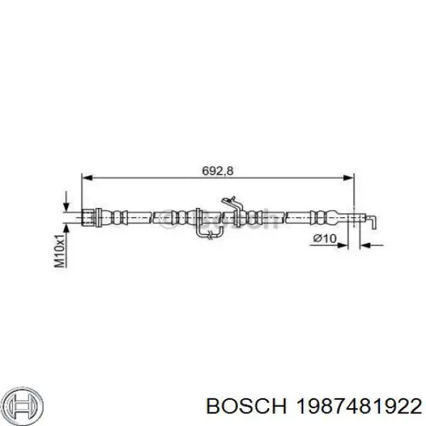 1987481922 Bosch tubo flexible de frenos delantero izquierdo