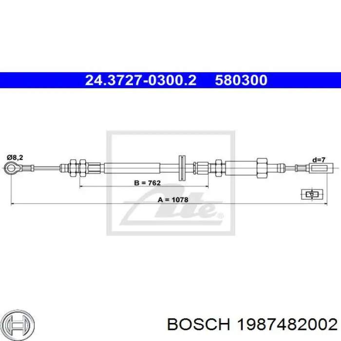 1987482002 Bosch cable de freno de mano delantero