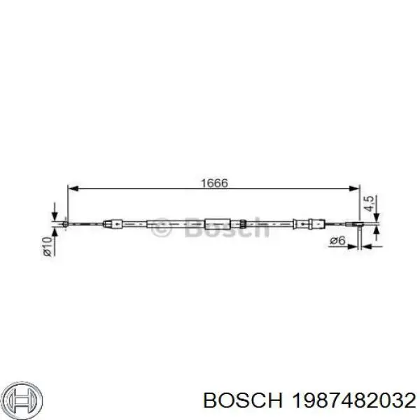 1987482032 Bosch cable de freno de mano trasero derecho/izquierdo