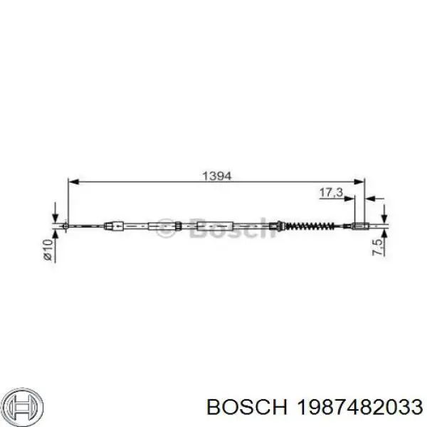 Cable de freno de mano trasero derecho/izquierdo Bosch 1987482033 precio, desde 21,08 EUR