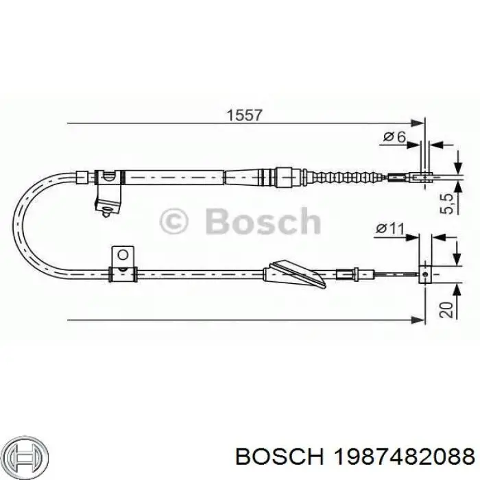 1987482088 Bosch cable de freno de mano trasero derecho/izquierdo