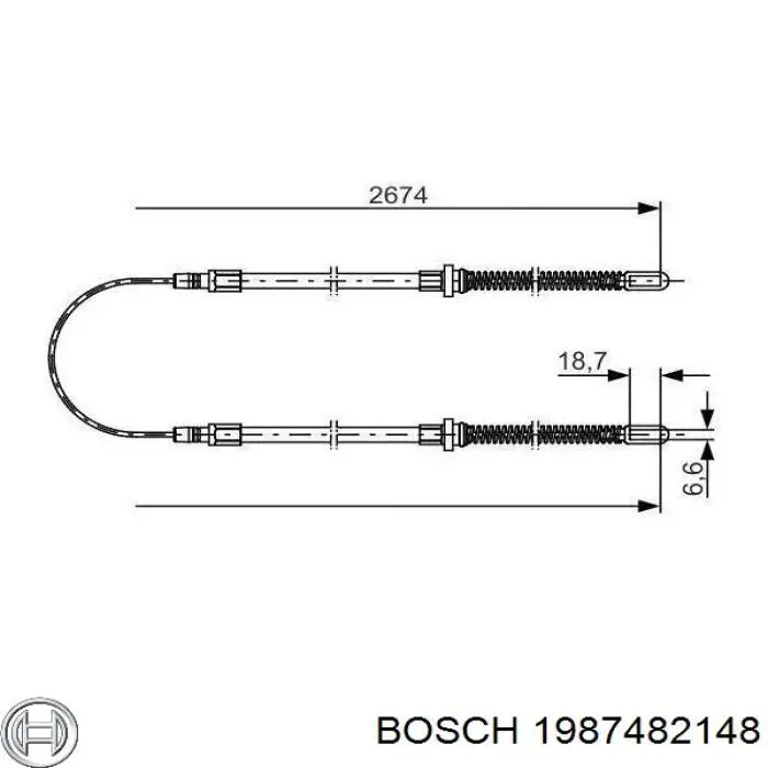 Comprar 1987482148 Bosch Cable de freno de mano trasero derecho/izquierdo