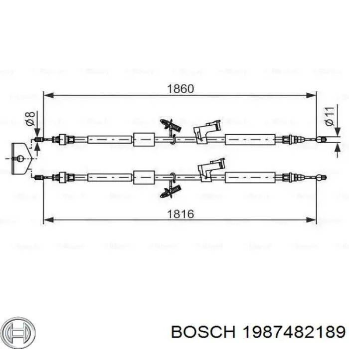 Comprar 1987482189 Bosch Cable de freno de mano trasero derecho/izquierdo