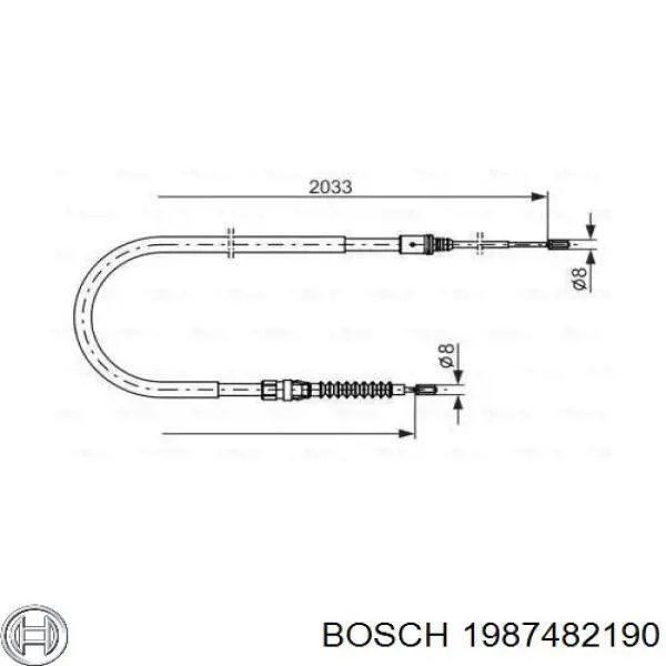 1987482190 Bosch cable de freno de mano trasero derecho/izquierdo
