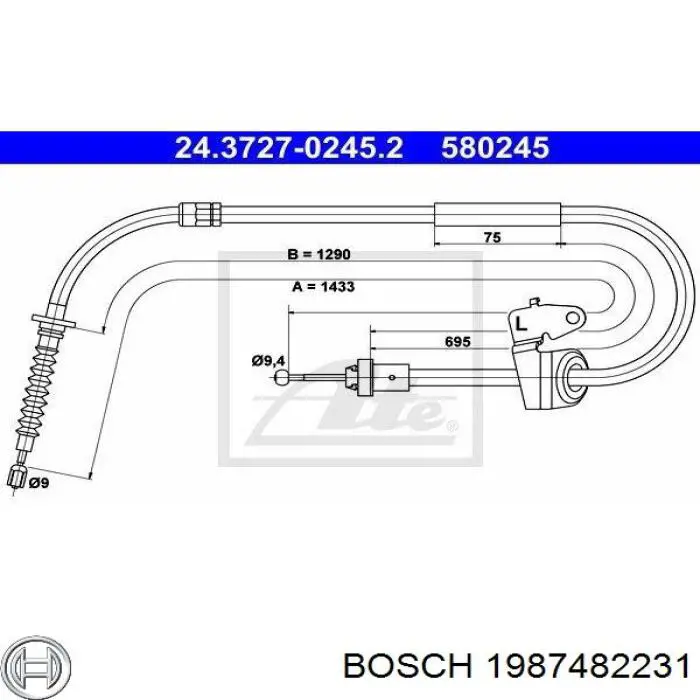 1987482231 Bosch cable de freno de mano trasero izquierdo