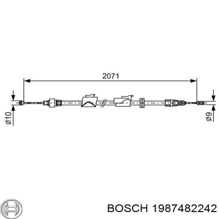 1987482242 Bosch cable de freno de mano trasero derecho