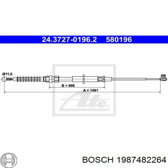 Cable de freno de mano trasero derecho/izquierdo 1987482264 Bosch