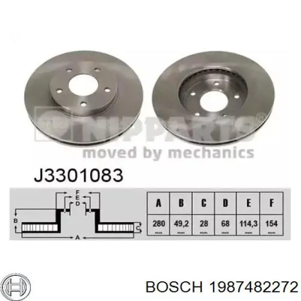 1 987 482 272 Bosch cable de freno de mano trasero derecho