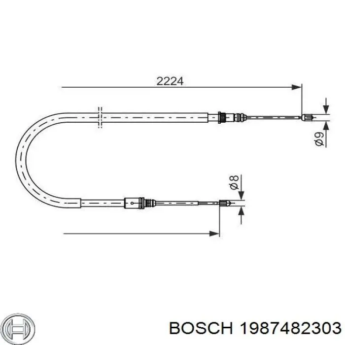 1987482303 Bosch cable de freno de mano trasero derecho/izquierdo