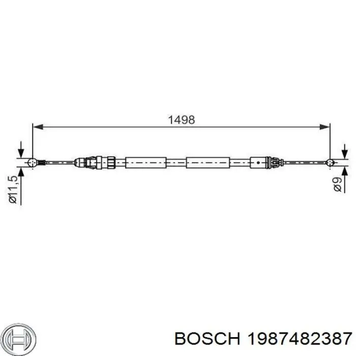 1987482387 Bosch cable de freno de mano trasero izquierdo