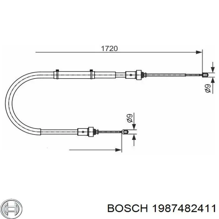 Cable de freno de mano trasero derecho/izquierdo 1987482411 Bosch