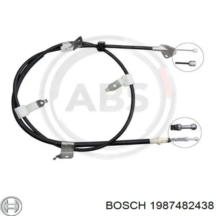 1987482438 Bosch cable de freno de mano trasero derecho