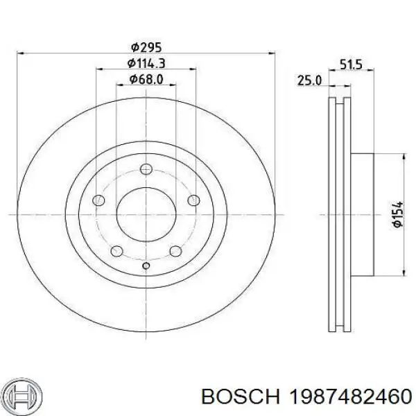 1987482460 Bosch cable de freno de mano delantero