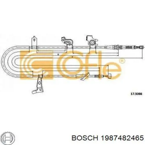 1987482465 Bosch cable de freno de mano trasero derecho