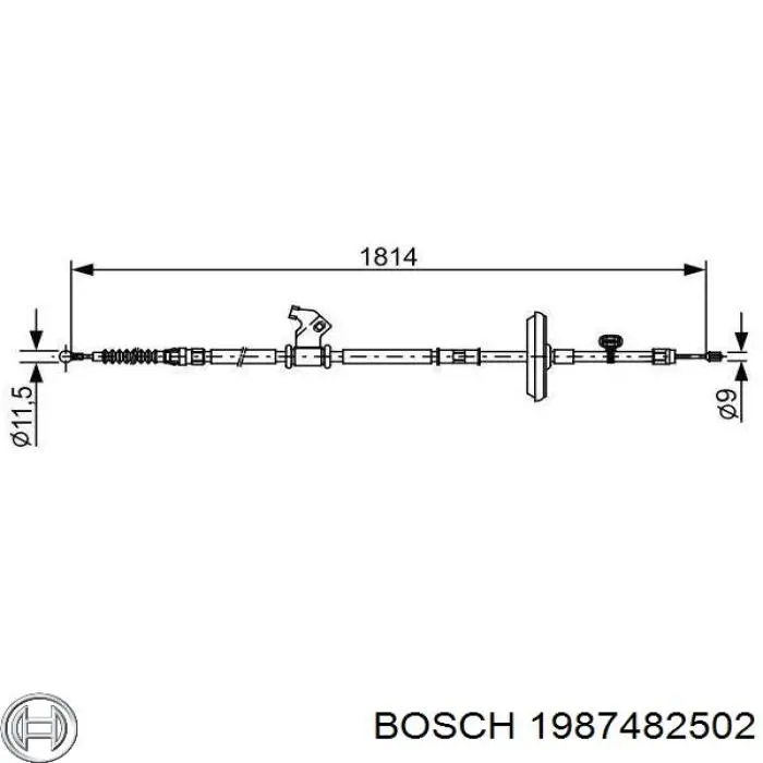 1987482502 Bosch cable de freno de mano trasero derecho
