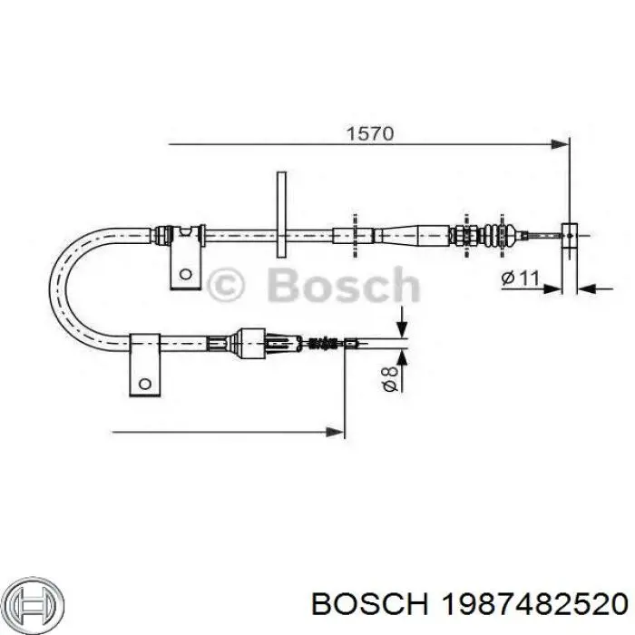 Cable de freno de mano trasero izquierdo 1987482520 Bosch