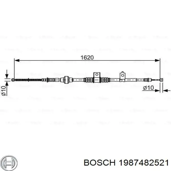 1987482521 Bosch cable de freno de mano trasero derecho