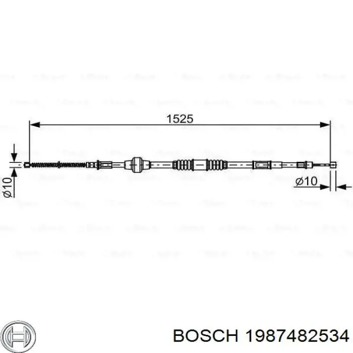 1987482534 Bosch cable de freno de mano trasero derecho