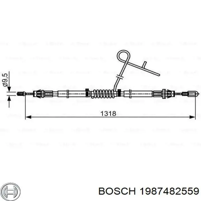 2221691 Ford Cable de freno de mano trasero derecho