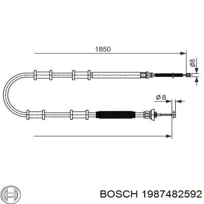 1987482592 Bosch cable de freno de mano trasero derecho/izquierdo