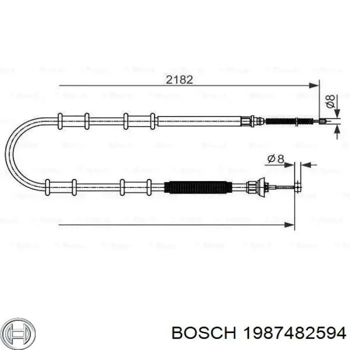 1987482594 Bosch cable de freno de mano trasero derecho/izquierdo