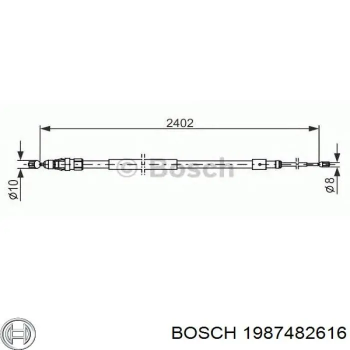 1 987 482 616 Bosch cable de freno de mano trasero izquierdo