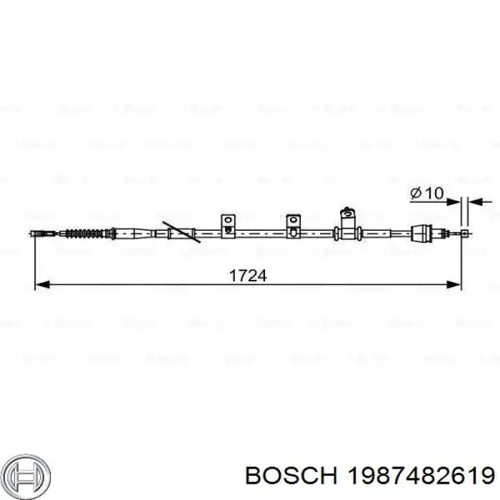 1 987 482 619 Bosch cable de freno de mano trasero derecho