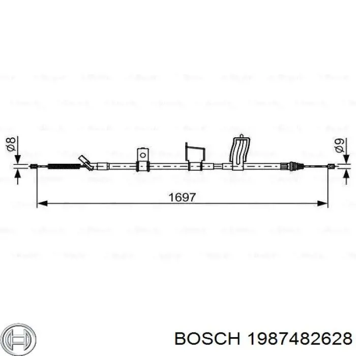 1987482628 Bosch cable de freno de mano trasero derecho