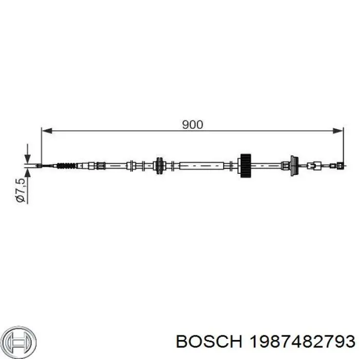 1987482793 Bosch cable de freno de mano trasero derecho
