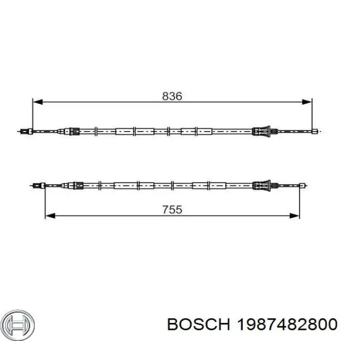 1987482800 Bosch cable de freno de mano trasero derecho/izquierdo